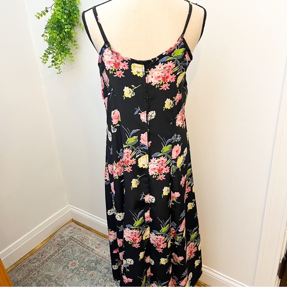 Vintage En Focus Floral Print Satin Midi Slip Dress - Picture 6 of 8